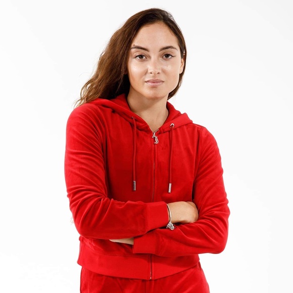 Juicy Couture OG Bling Velour Red Rhinestone Tracksuit HOODIE ONLY Woman’s New - Picture 4 of 5